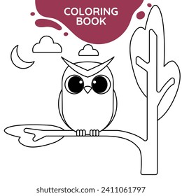 owl cute outline drawing suitable for coloring books for children black and white educational preschool activity sheet vector isolated