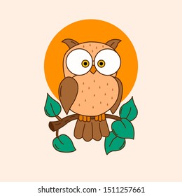 owl cute vector, doodle art, editable and detailed