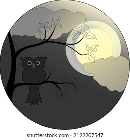 Owl in the dark vector, can be use as a storry book cover