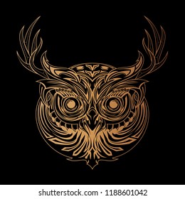 Owl With Deer Horn