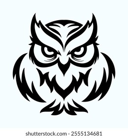 Owl design logo. The lines are carved into an owl. Suitable for protection, creativity and wisdom labels.