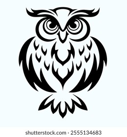 Owl design logo. The lines are carved into an owl. Suitable for protection, creativity and wisdom labels.