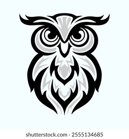 Owl design logo. The lines are carved into an owl. Suitable for protection, creativity and wisdom labels.