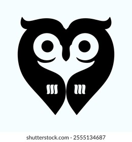 Owl design logo. The lines are carved into an owl. Suitable for protection, creativity and wisdom labels.