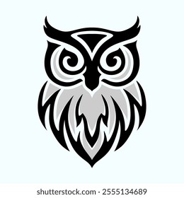 Owl design logo. The lines are carved into an owl. Suitable for protection, creativity and wisdom labels.