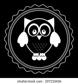 owl design over black background vector illustration