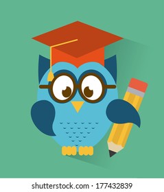 owl design over blue  background vector illustration