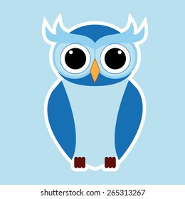 Owl  design over blue background, vector illustration