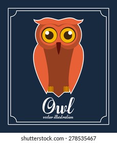 Owl design over blue background, vector illustration