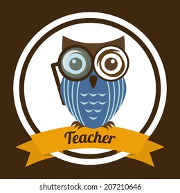 owl design over brown background vector illustration