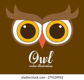 Owl design over brown background, vector illustration