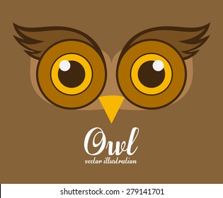 Owl design over brown background, vector illustration