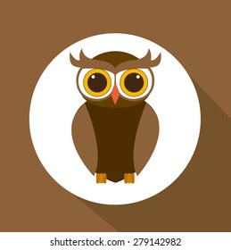 Owl design over brown background, vector illustration