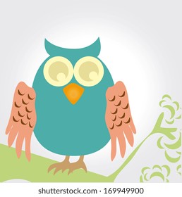 owl design over gray  background vector illustration
