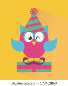 owl design over  orange background vector illustration