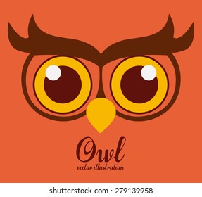 Owl design over orange background, vector illustration