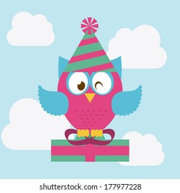 owl design over sky  background vector illustration