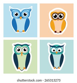 Owl  design over white background, vector illustration