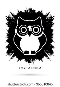 Owl designed on grunge brush background graphic vector