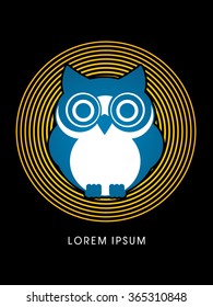 Owl designed on line cycle background graphic vector