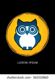 Owl designed on moonlight background graphic vector