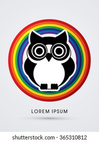 Owl designed on rainbows background graphic vector