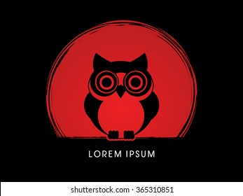 Owl designed on sunset or sunrise background graphic vector