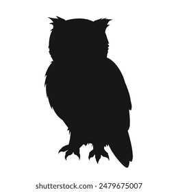 Owl detailed silhouette vector illustration isolated on white background