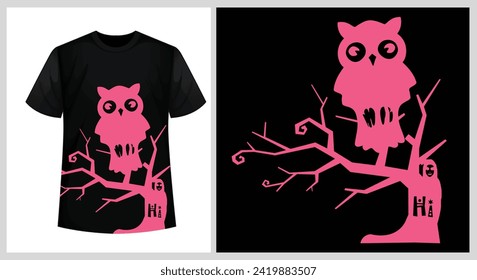 Owl with devil T-shirt design, Unique modern t-shirt vector, Halloween shirt design, Ready for print