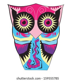 Owl from difficult geometrical figures. Vector illustration for your design.