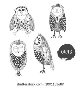 Owl doodle collection.
