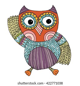 Owl Doodle Freehand Vector