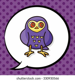 owl doodle, speech bubble