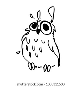 Lechuza al estilo doodle. Vector aislado.