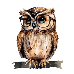 The Owl Drawing Standing On The Book Owl Standing On A Tree Branch Owl Watercolor Painting 