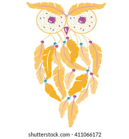 owl Dream - catcher - illustration, vector
