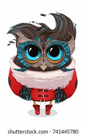 owl dressed up in red coat