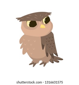 Owl or eagle-owl bird isolated icon on white background