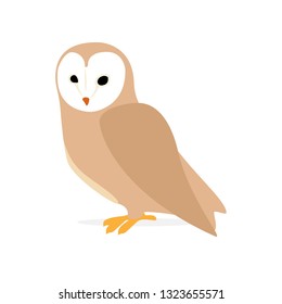 Owl or eagle-owl bird vector isolated icon. Wild forest feathered nocturnal predatory bird of prey. Wildlife fauna and zoology symbol for zoo nature adventure club