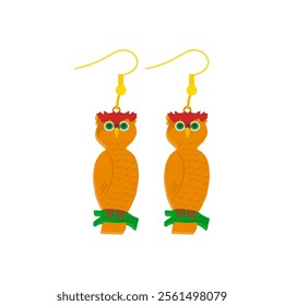 Owl Earrings, Halloween Vector Illustration, Isolated