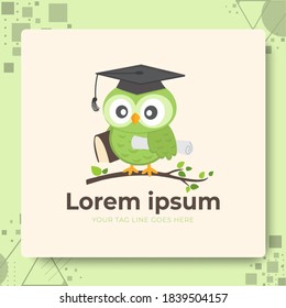 Owl education in branch logo. for education and kids vector