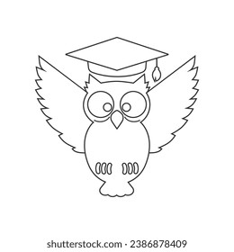 OWL EDUCATION VECTOR,Owl education logo Line Icon. Graduation, teacher, student, studying illustration. Educational center logo. Owl - the symbol of wisdom and knowledge. Graduation symbol. Teacher 