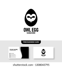 Owl Egg Logo Vector Template, Free Business Card Mockup