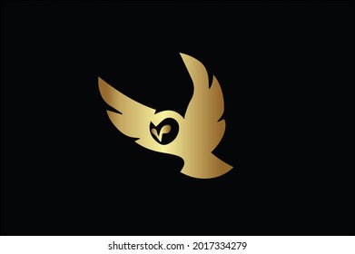 Owl elegant logo with initials for company -vector