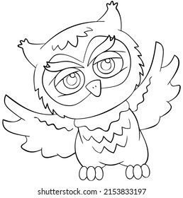 Owl. Element for coloring page. Cartoon style.