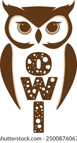 Owl emblem design . Night bird vector illustration.