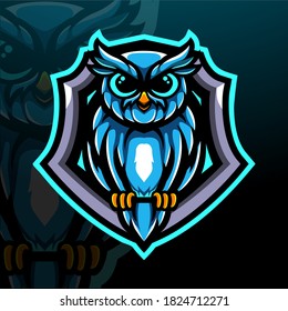 Owl esport mascot logo design 