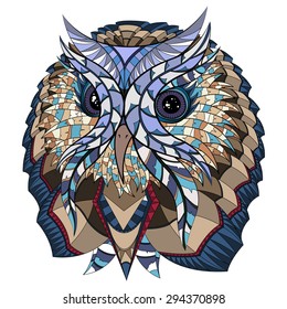 Owl in ethnic design. Illustration can be used in tattoos, posters, printing on T-shirts and other things.