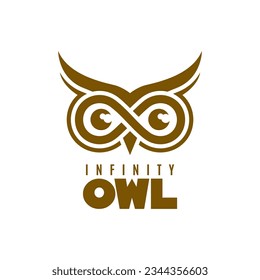 Owl eye infinity Logo Design, Simple modern Owl logo