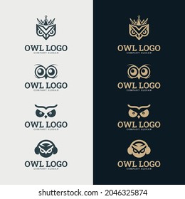 Owl Eye Logo Design Template. suitable for company logo, print, digital, icon, apps, and other marketing material purpose. Owl Eye logo set